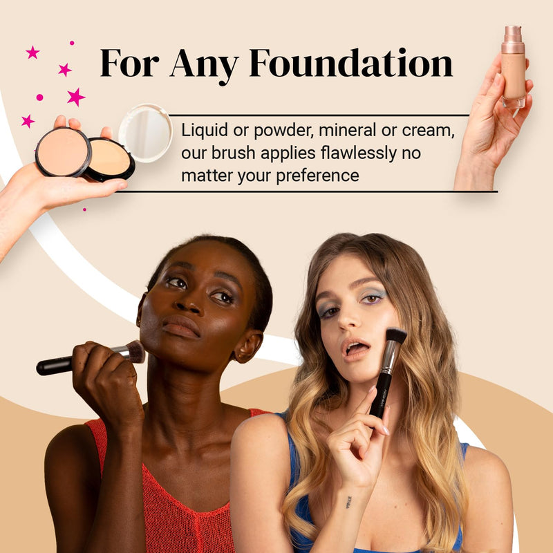 Flat Top Kabuki Foundation Brush by  - Premium Makeup Brush for Liquid, Cream, and Powder - Buffing, Blending, and Face - 1.2" Top Diameter